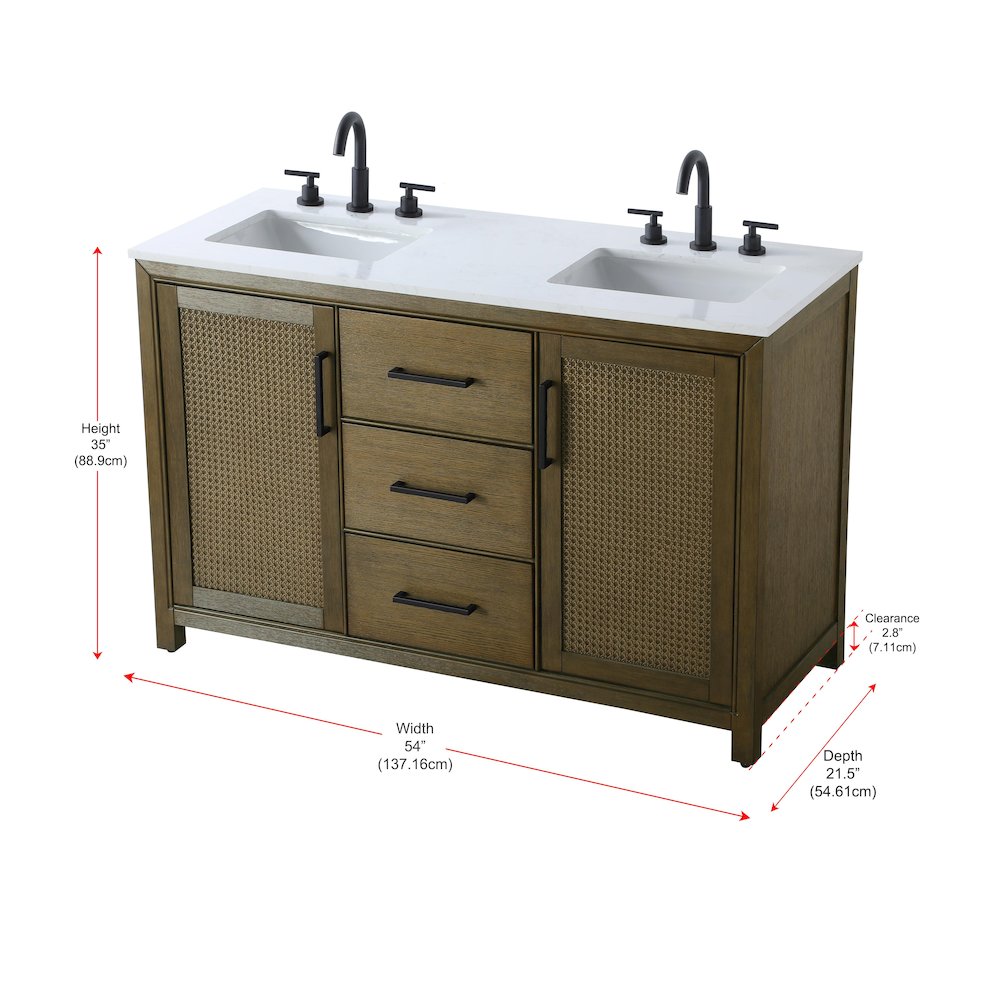 54 Inch Double Bathroom Vanity In Hazel Oak. Picture 13