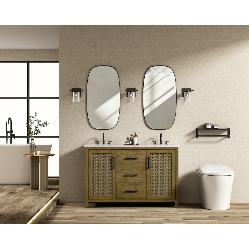 54 Inch Double Bathroom Vanity In Hazel Oak. Picture 4