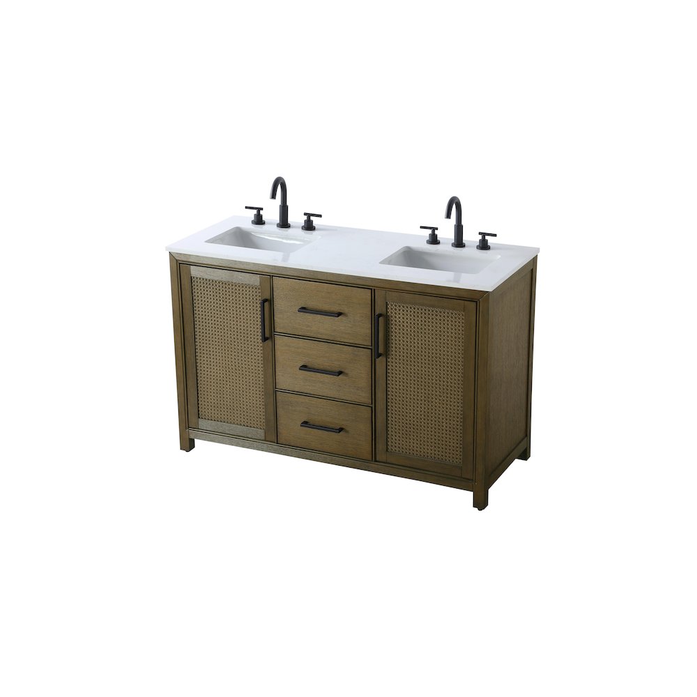 54 Inch Double Bathroom Vanity In Hazel Oak. Picture 6