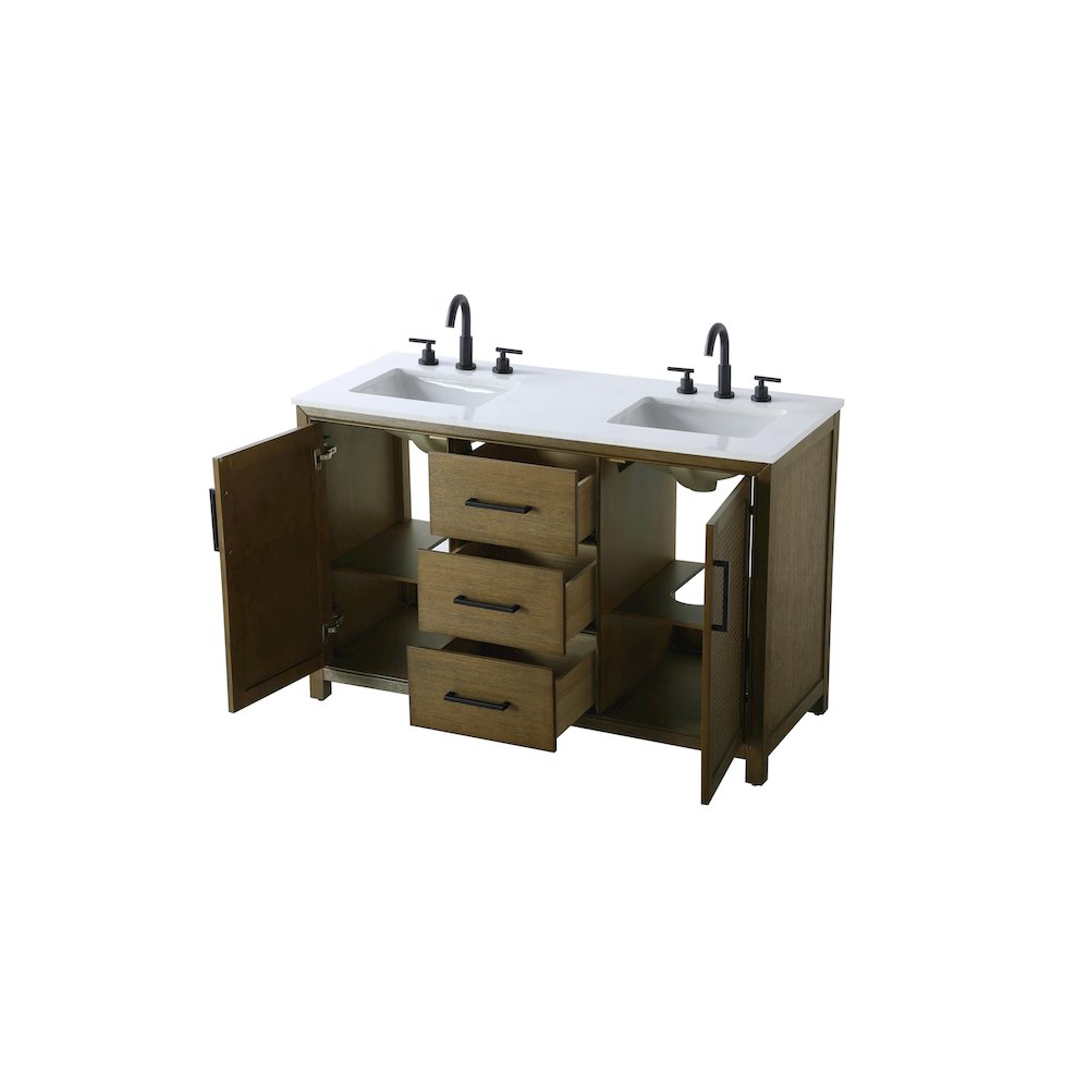 54 Inch Double Bathroom Vanity In Hazel Oak. Picture 7