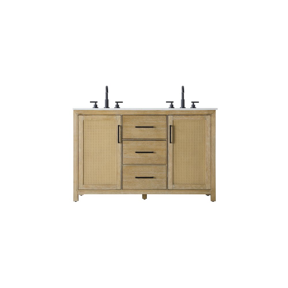 54 Inch Double Bathroom Vanity In Linen Oak. Picture 1