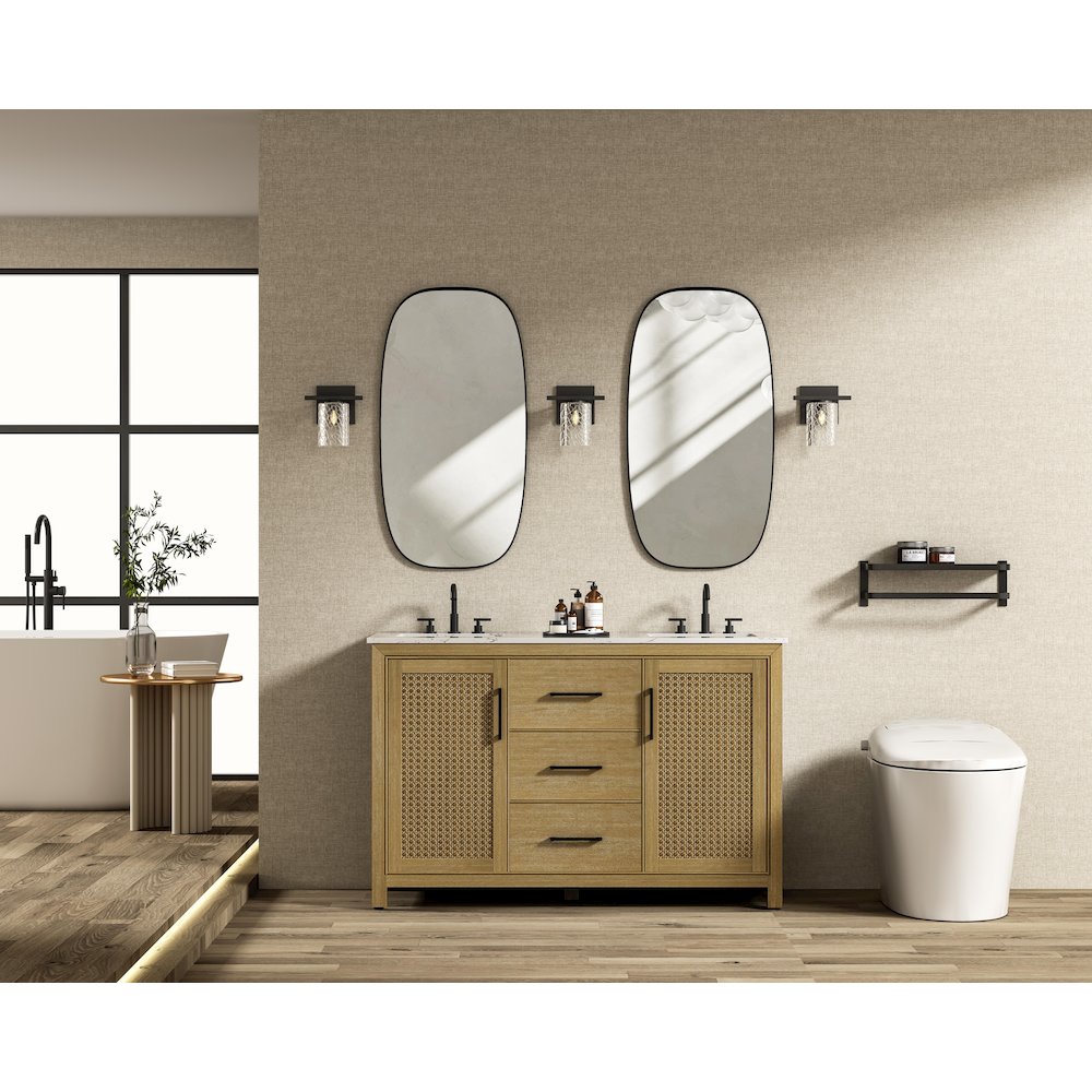 54 Inch Double Bathroom Vanity In Linen Oak. Picture 4