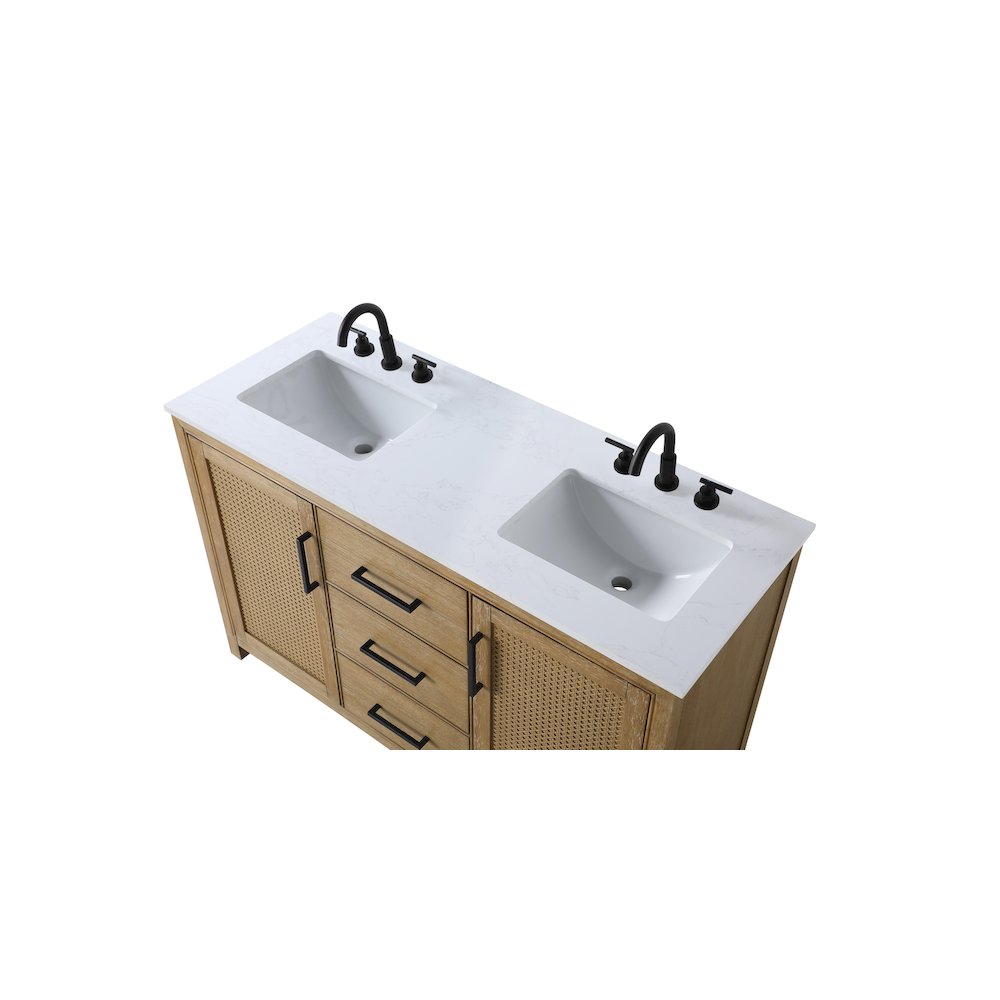 54 Inch Double Bathroom Vanity In Linen Oak. Picture 8