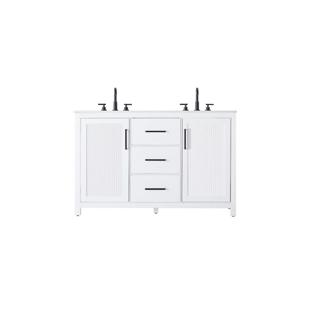 54 Inch Double Bathroom Vanity In White. Picture 1