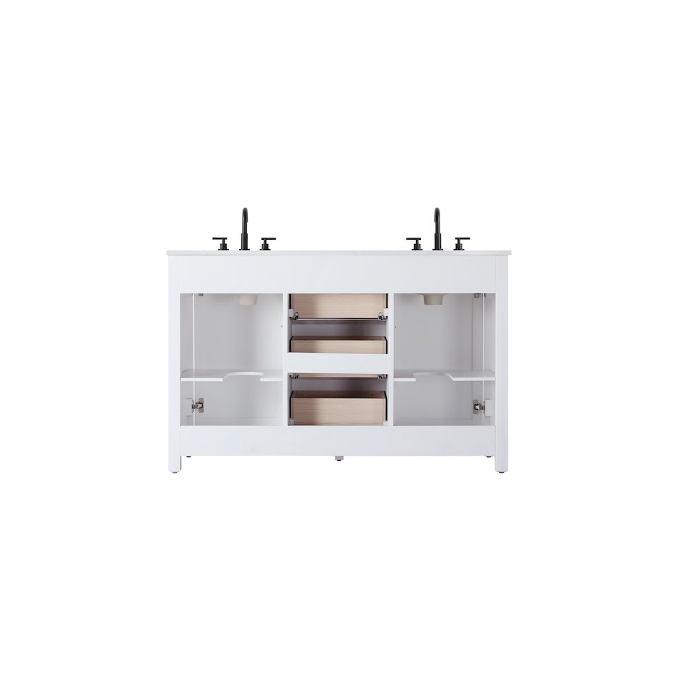 54 Inch Double Bathroom Vanity In White. Picture 12