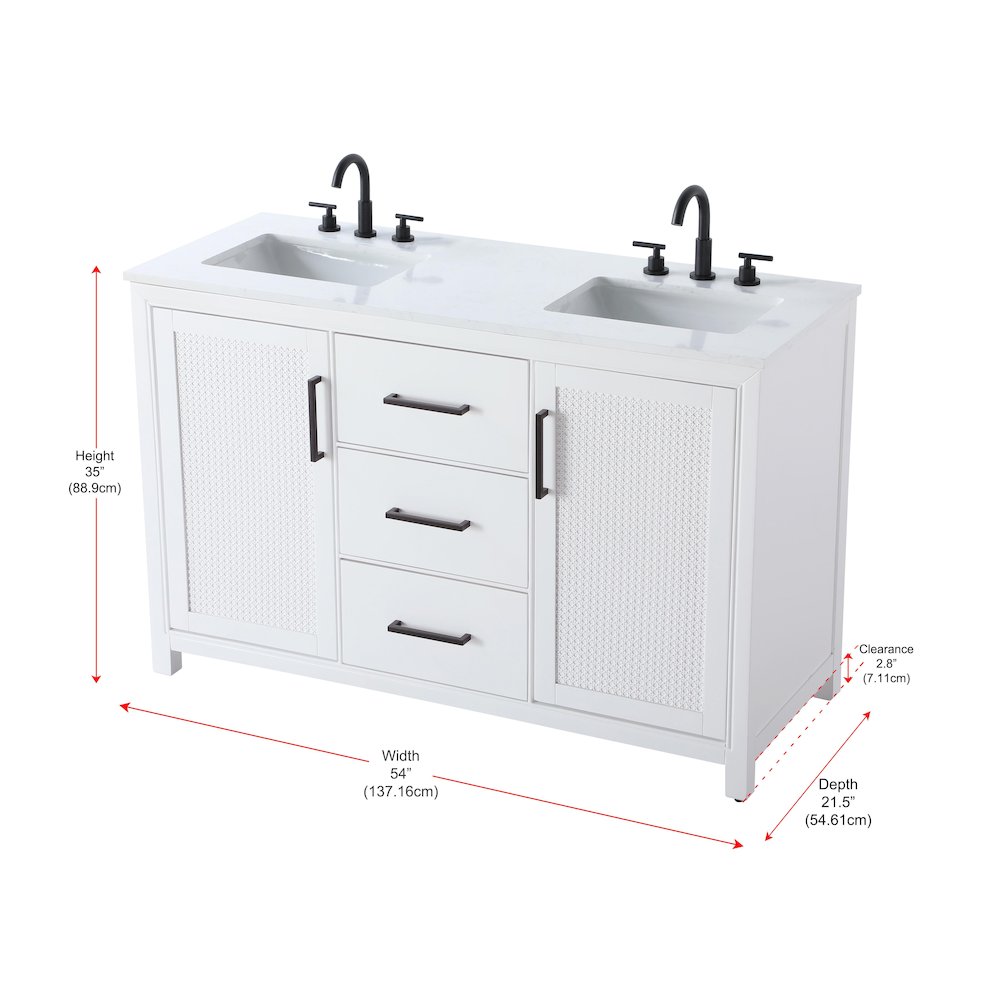 54 Inch Double Bathroom Vanity In White. Picture 13