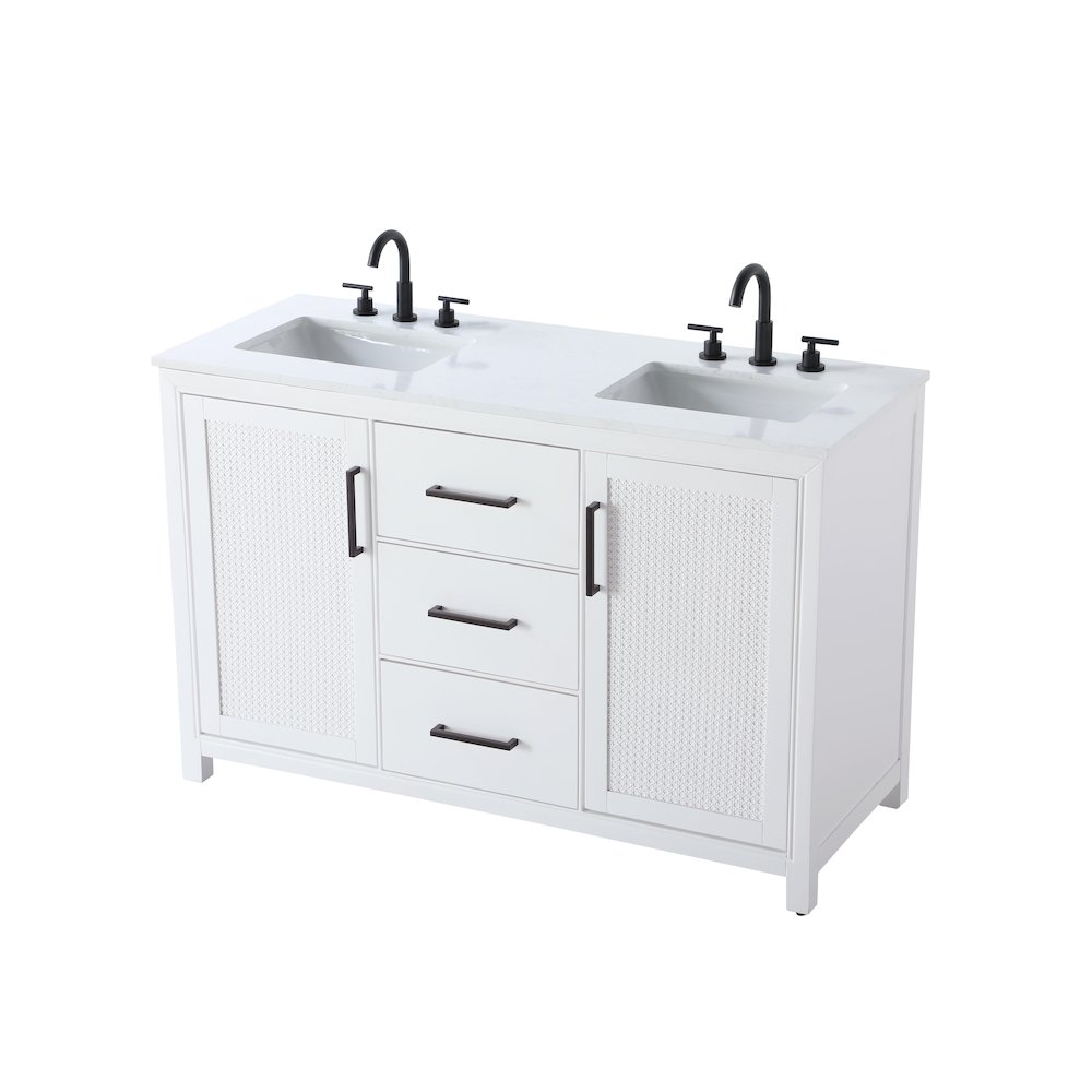 54 Inch Double Bathroom Vanity In White. Picture 6