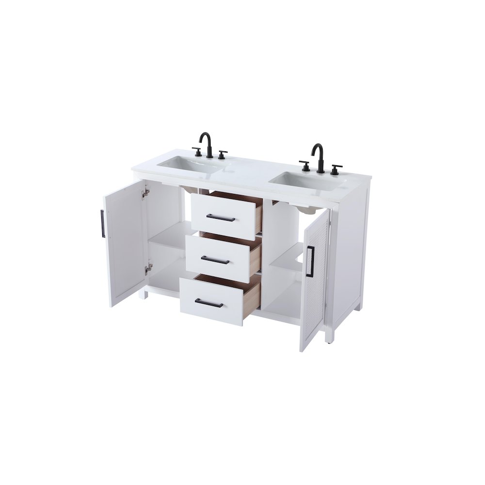 54 Inch Double Bathroom Vanity In White. Picture 7