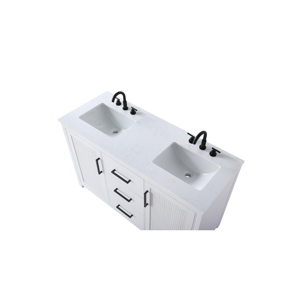 54 Inch Double Bathroom Vanity In White. Picture 8