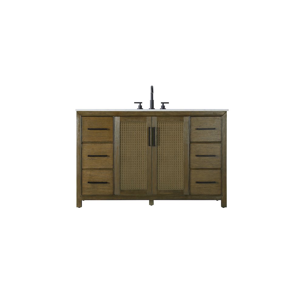 54 Inch Single Bathroom Vanity In Hazel Oak. Picture 1