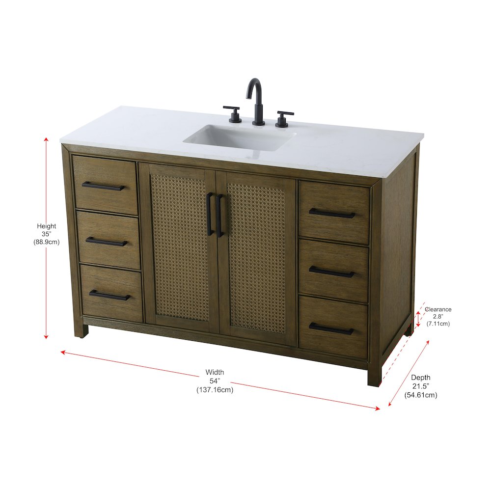 54 Inch Single Bathroom Vanity In Hazel Oak. Picture 13