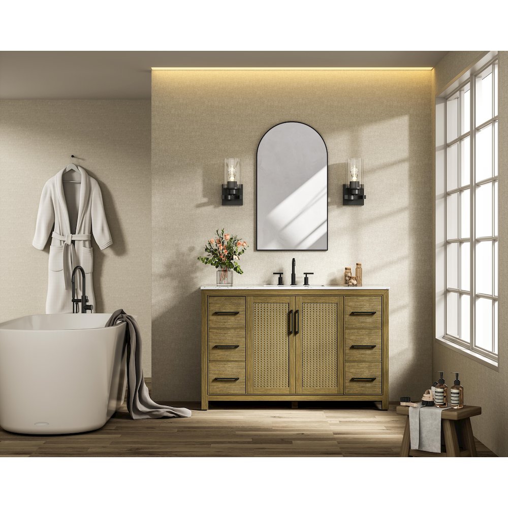 54 Inch Single Bathroom Vanity In Hazel Oak. Picture 4
