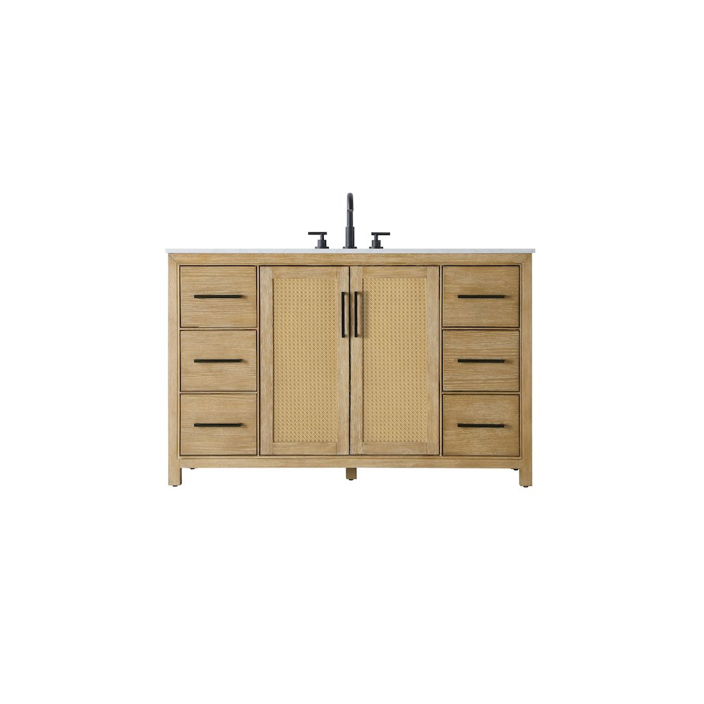 54 Inch Single Bathroom Vanity In Linen Oak. Picture 1