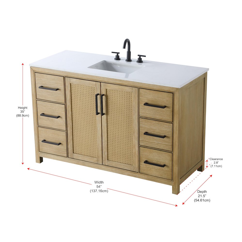 54 Inch Single Bathroom Vanity In Linen Oak. Picture 13