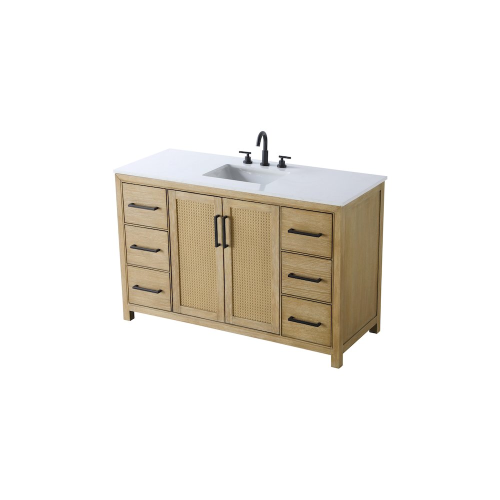 54 Inch Single Bathroom Vanity In Linen Oak. Picture 6