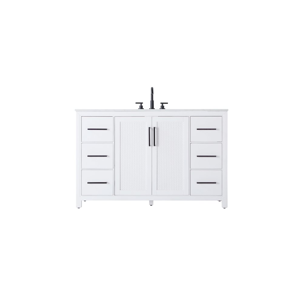 54 Inch Single Bathroom Vanity In White. Picture 1