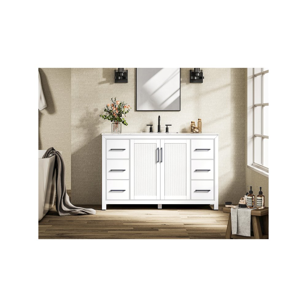54 Inch Single Bathroom Vanity In White. Picture 2