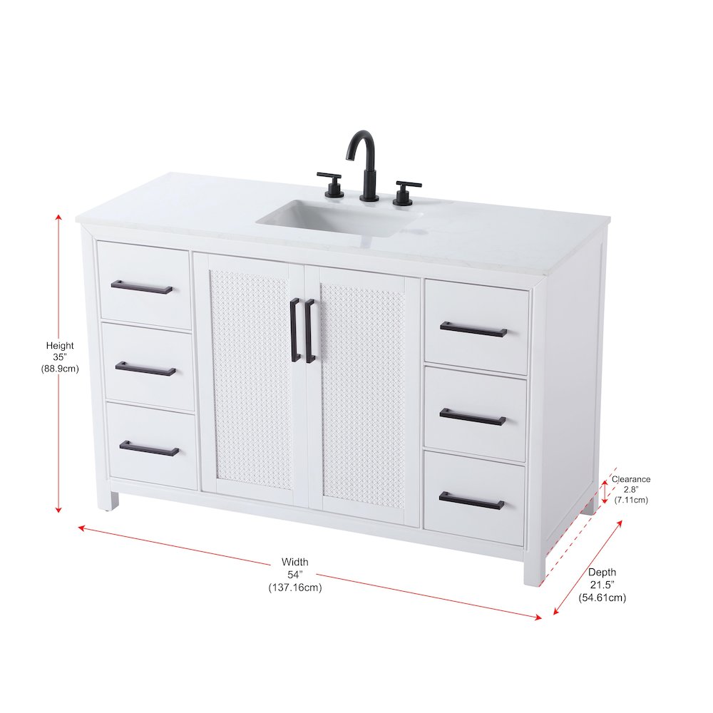 54 Inch Single Bathroom Vanity In White. Picture 13