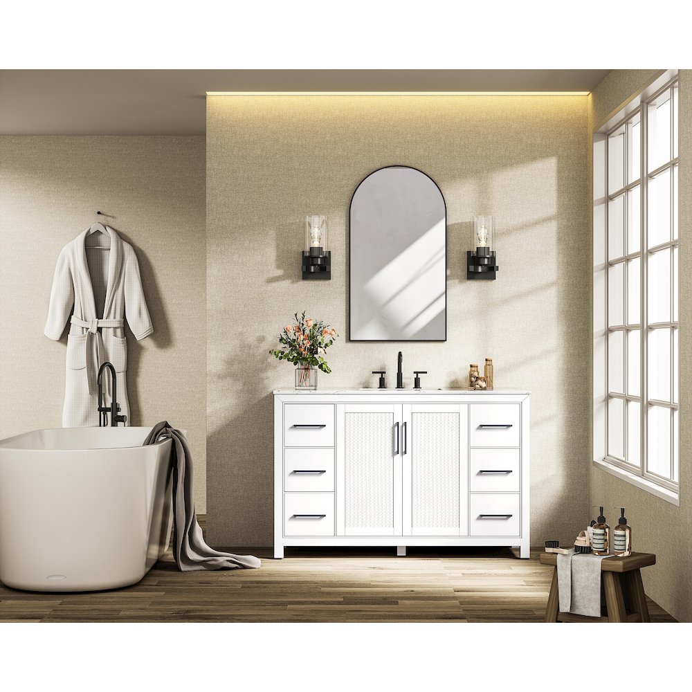 54 Inch Single Bathroom Vanity In White. Picture 4