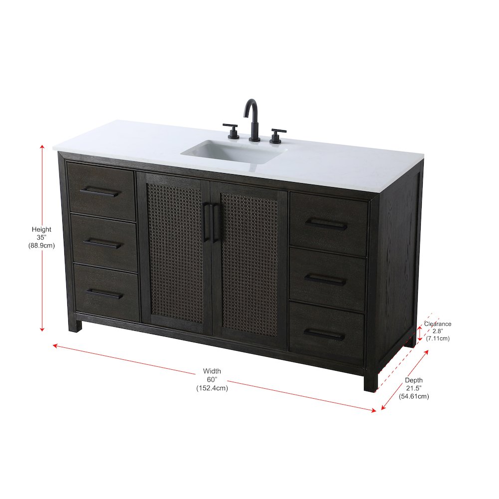 60 Inch Single Bathroom Vanity In Chocolate Oak. Picture 13