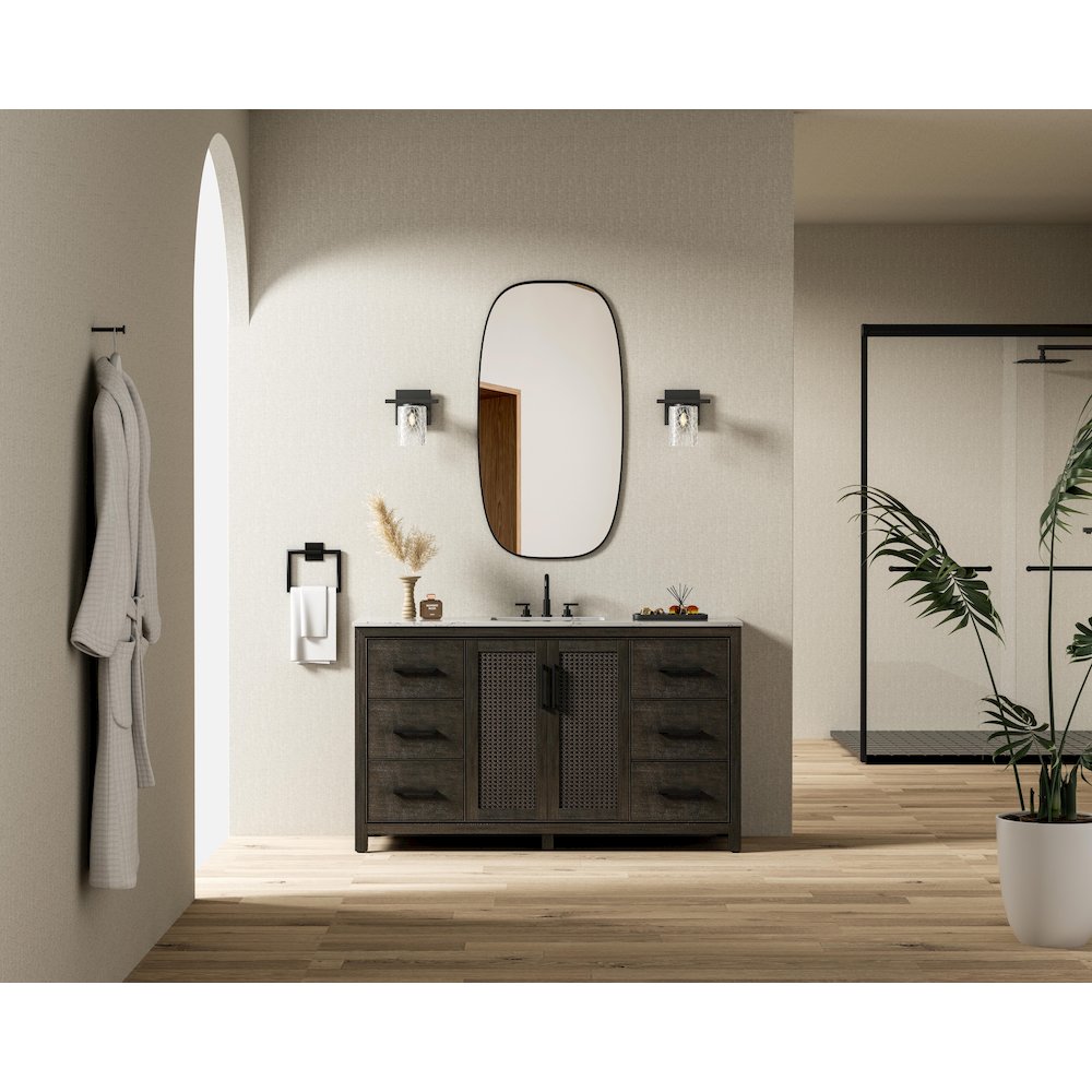 60 Inch Single Bathroom Vanity In Chocolate Oak. Picture 4