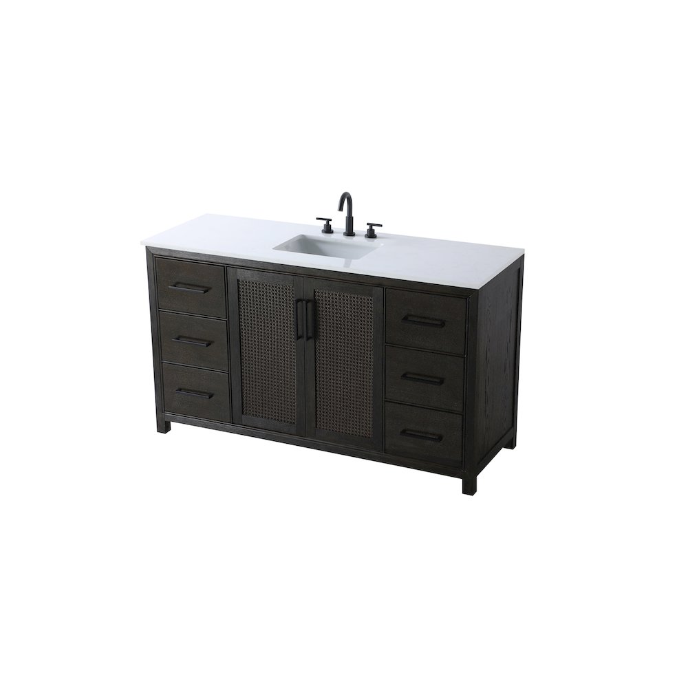 60 Inch Single Bathroom Vanity In Chocolate Oak. Picture 6