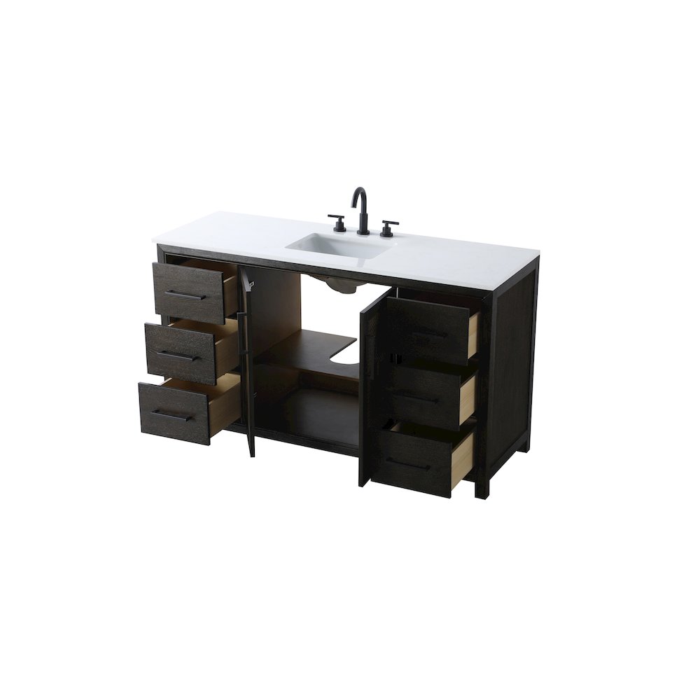 60 Inch Single Bathroom Vanity In Chocolate Oak. Picture 7