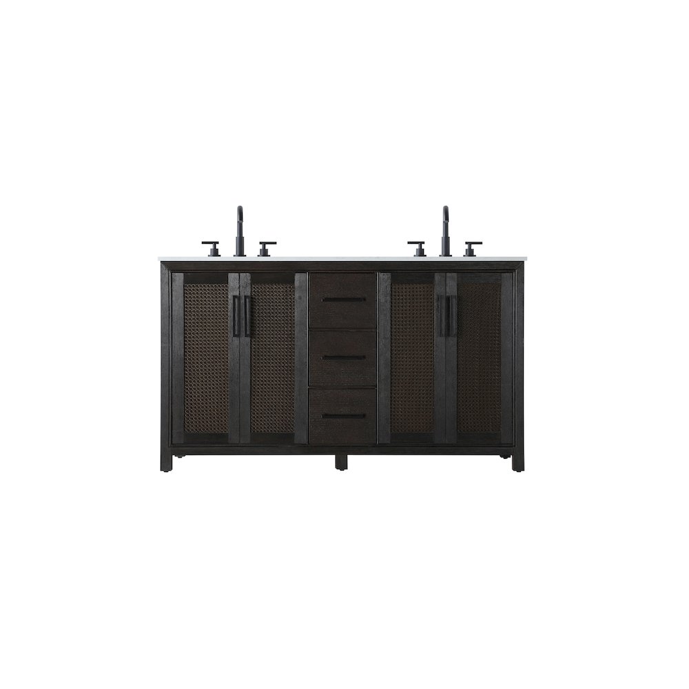 60 Inch Double Bathroom Vanity In Chocolate Oak. Picture 1