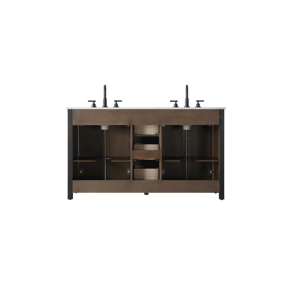 60 Inch Double Bathroom Vanity In Chocolate Oak. Picture 12