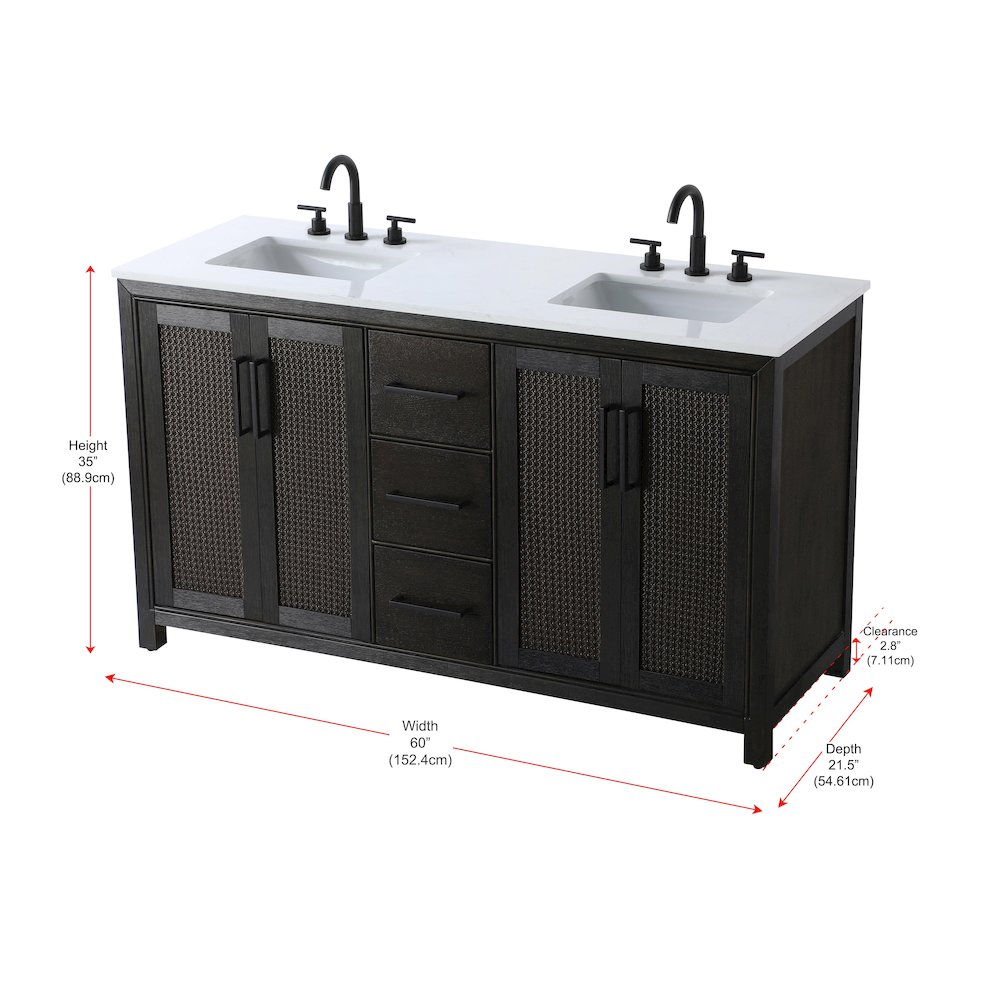 60 Inch Double Bathroom Vanity In Chocolate Oak. Picture 13