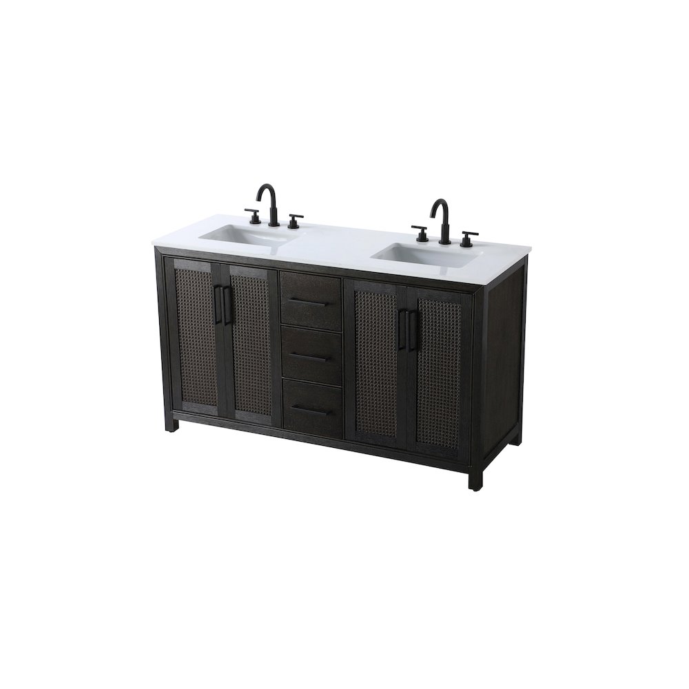 60 Inch Double Bathroom Vanity In Chocolate Oak. Picture 6