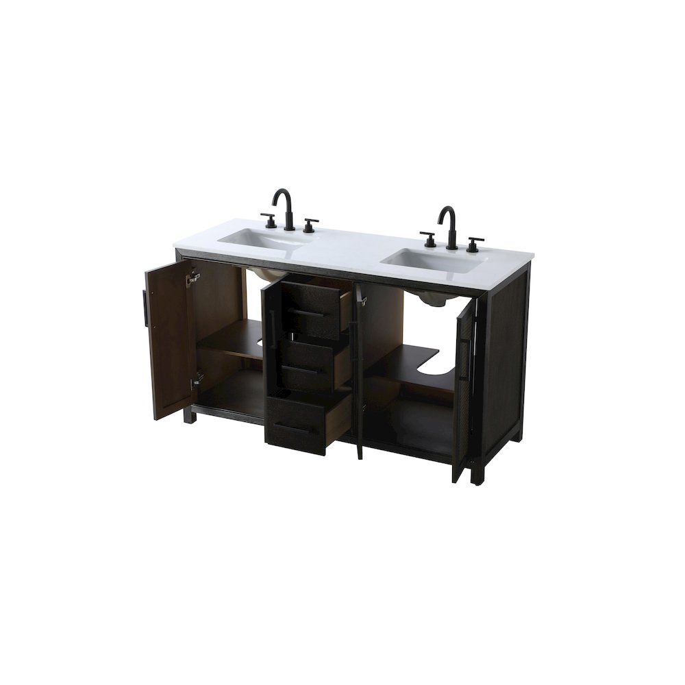 60 Inch Double Bathroom Vanity In Chocolate Oak. Picture 7