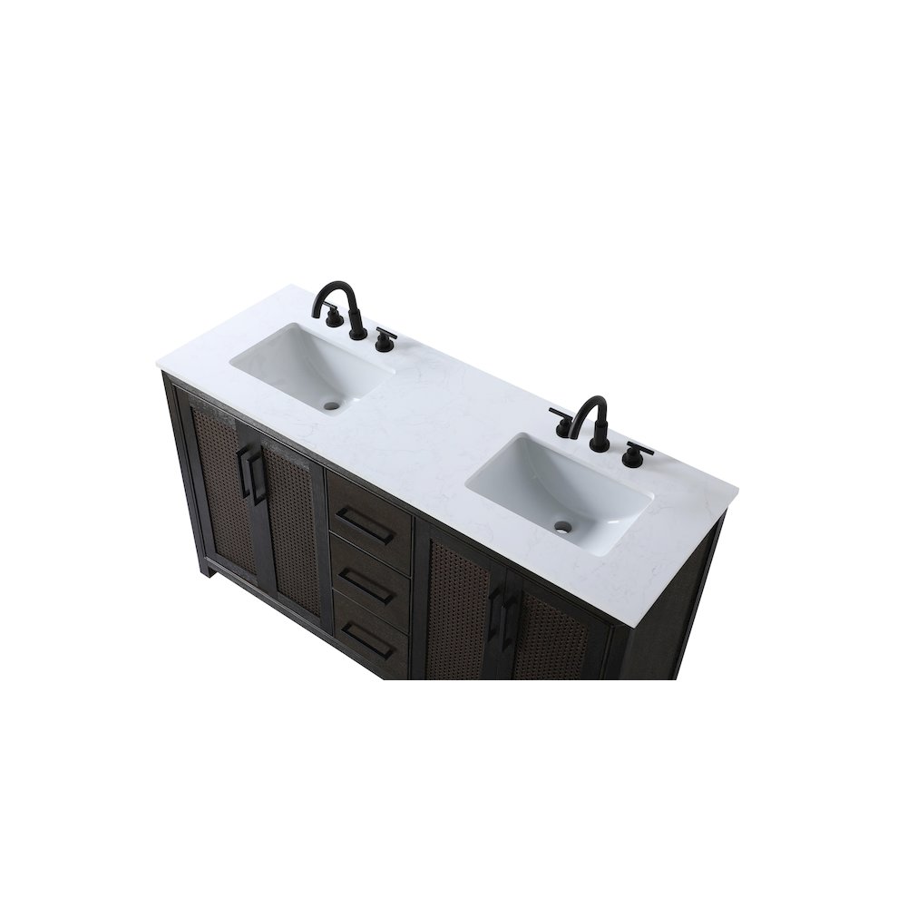 60 Inch Double Bathroom Vanity In Chocolate Oak. Picture 8