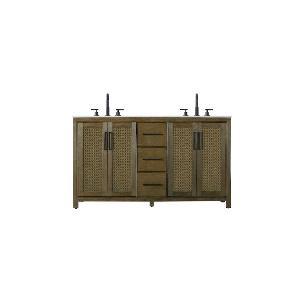 60 Inch Double Bathroom Vanity In Hazel Oak. Picture 1