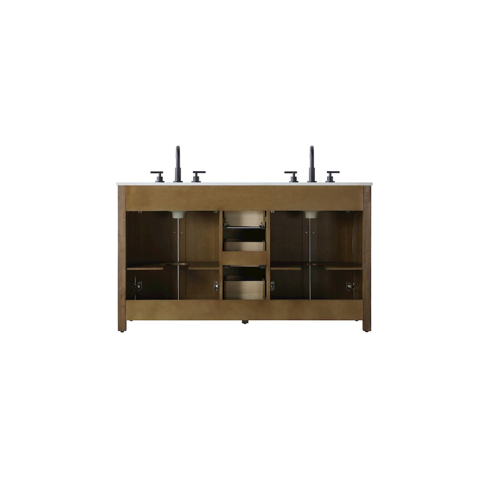 60 Inch Double Bathroom Vanity In Hazel Oak. Picture 12