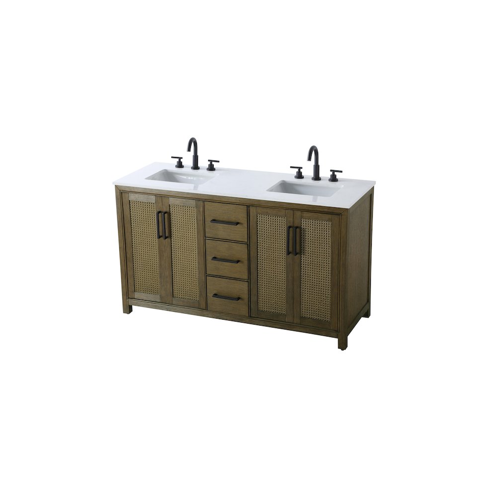 60 Inch Double Bathroom Vanity In Hazel Oak. Picture 6