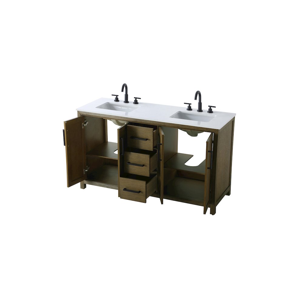 60 Inch Double Bathroom Vanity In Hazel Oak. Picture 7