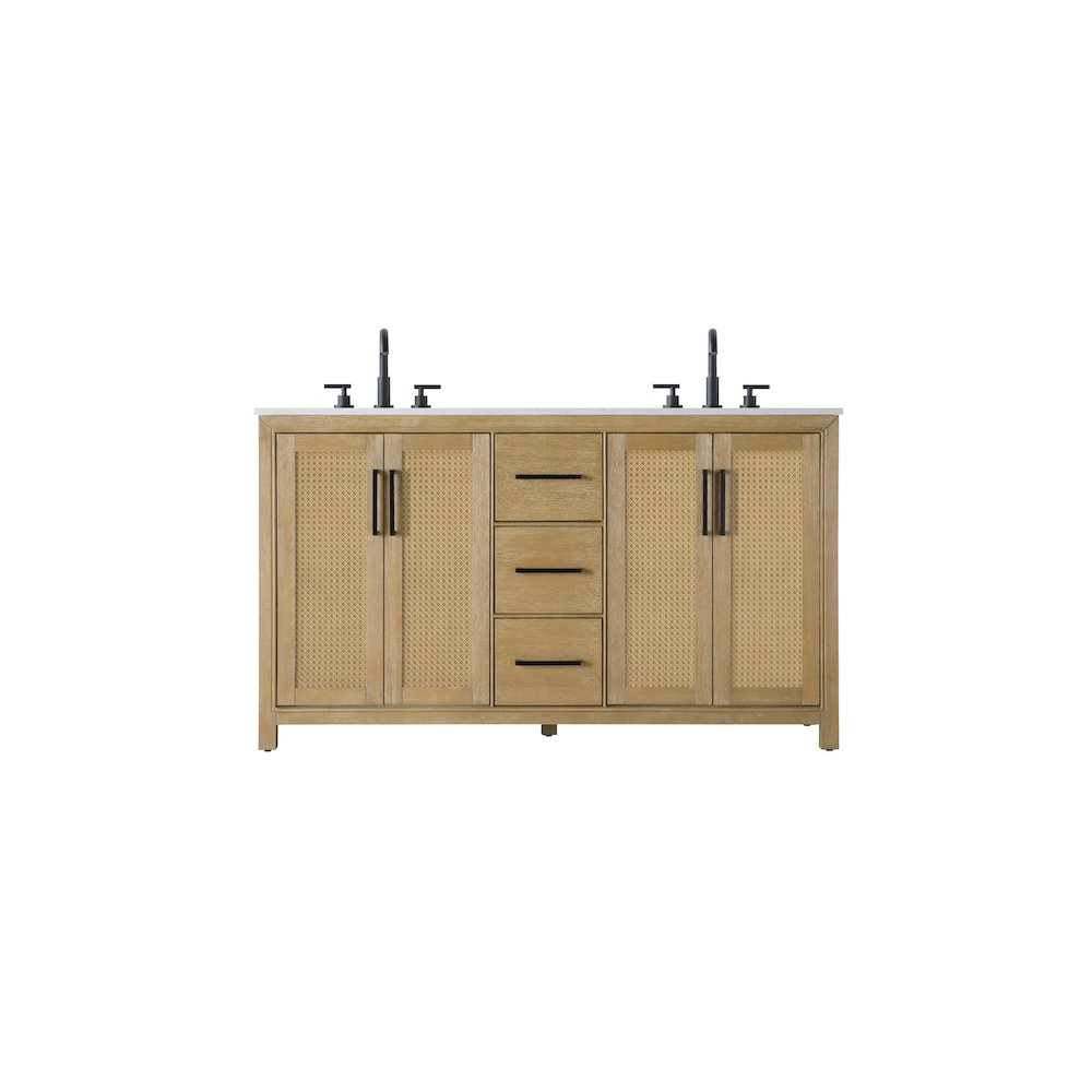 60 Inch Double Bathroom Vanity In Linen Oak. Picture 1