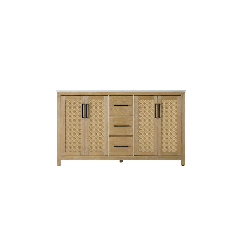 60 Inch Double Bathroom Vanity In Linen Oak. Picture 5