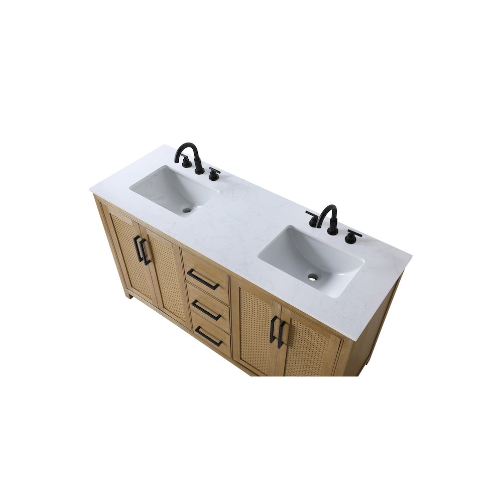 60 Inch Double Bathroom Vanity In Linen Oak. Picture 8