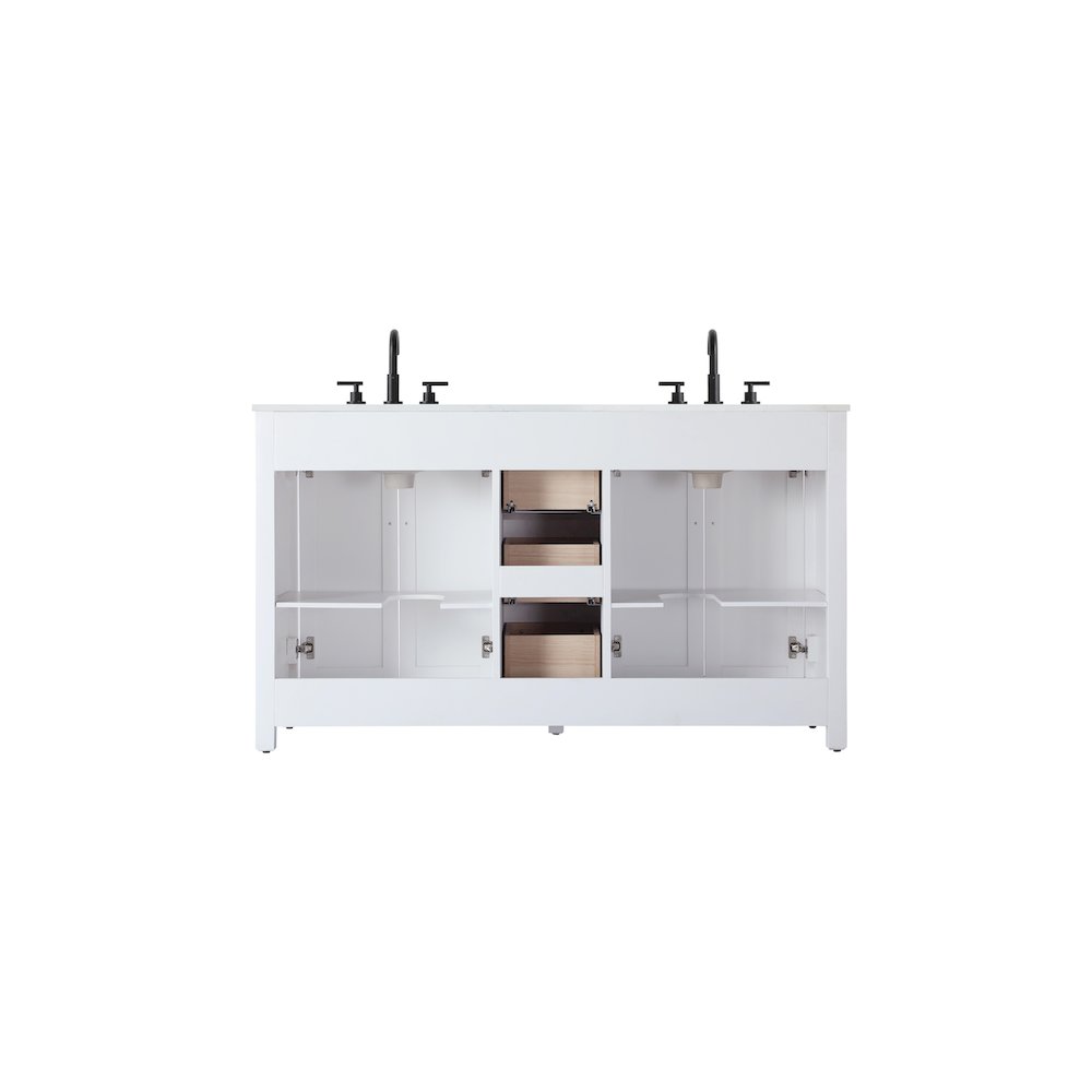 60 Inch Double Bathroom Vanity In White. Picture 12