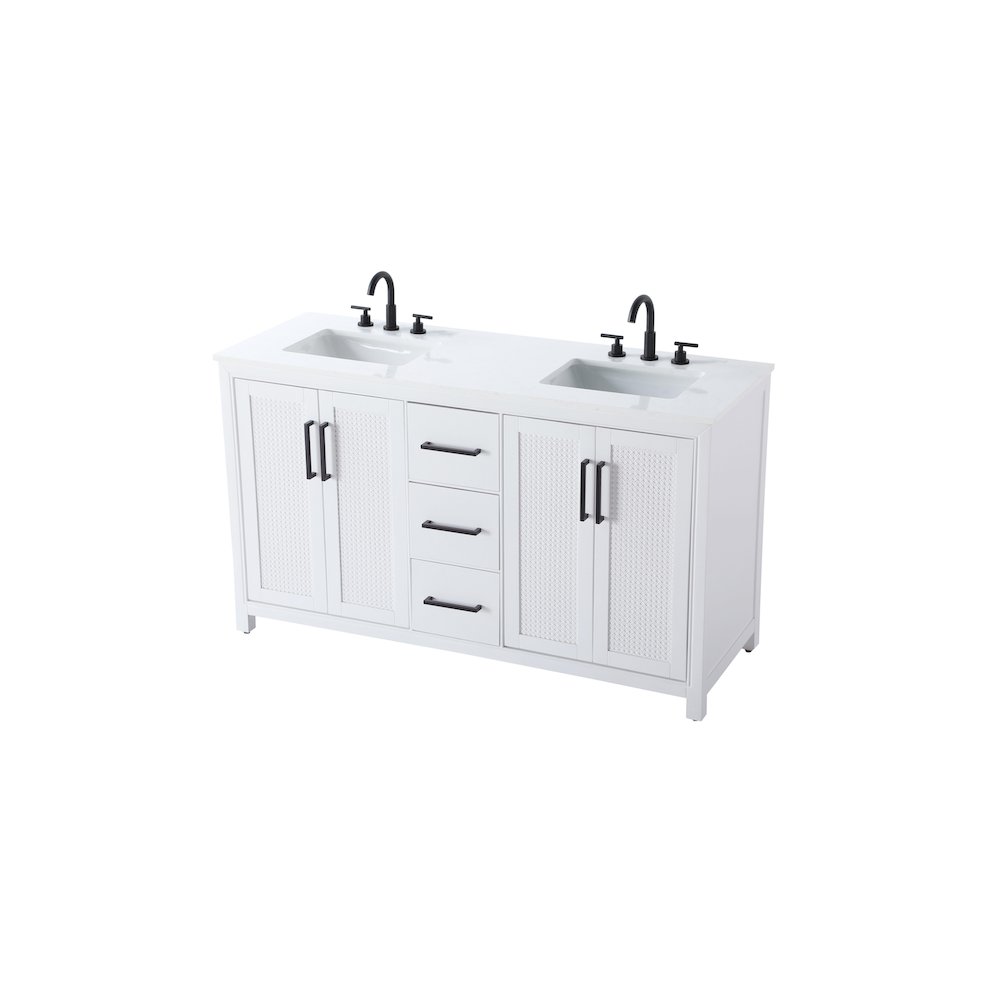 60 Inch Double Bathroom Vanity In White. Picture 6