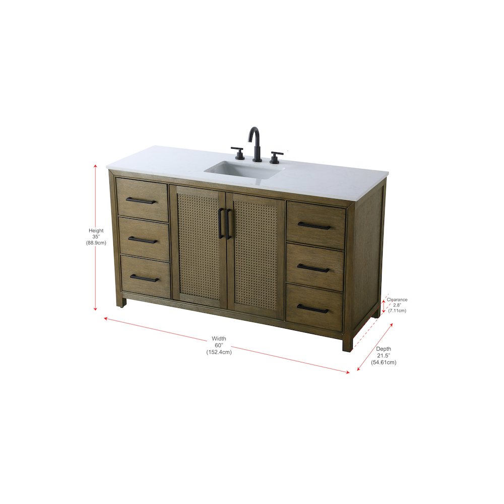 60 Inch Single Bathroom Vanity In Hazel Oak. Picture 13