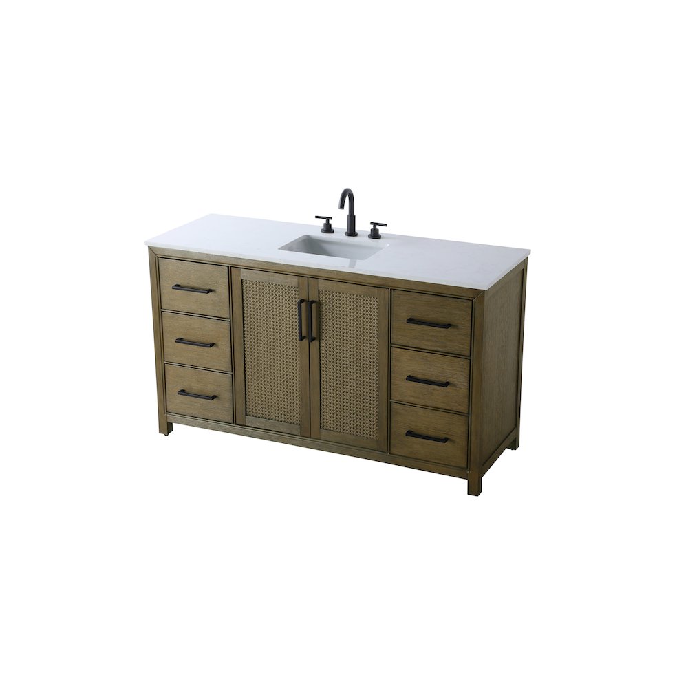 60 Inch Single Bathroom Vanity In Hazel Oak. Picture 6