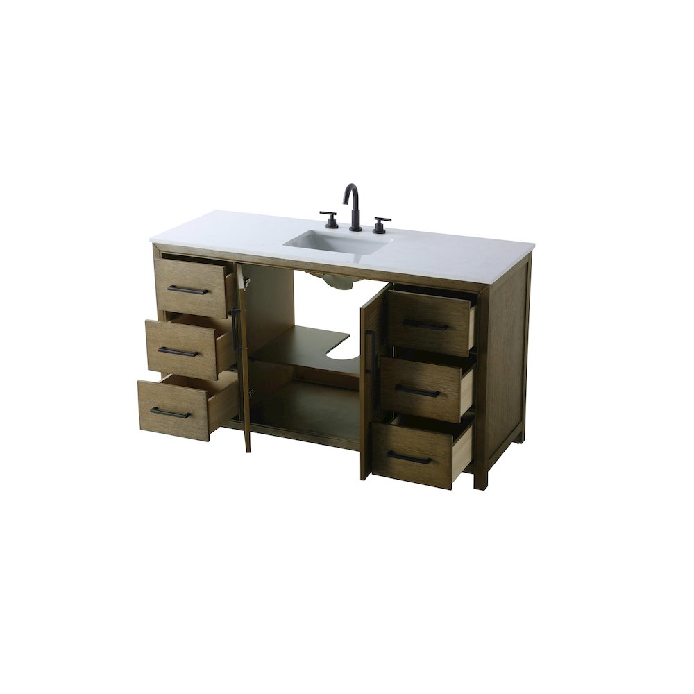 60 Inch Single Bathroom Vanity In Hazel Oak. Picture 7