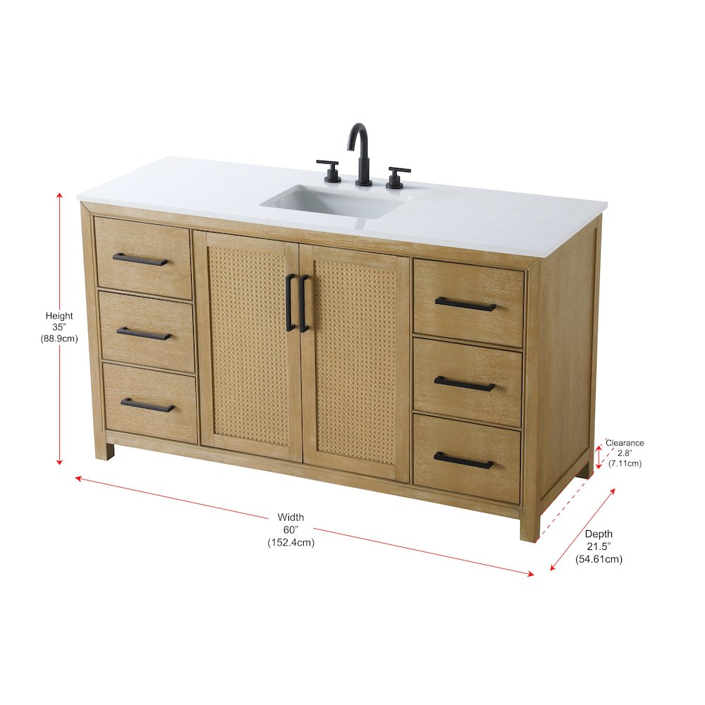 60 Inch Single Bathroom Vanity In Linen Oak. Picture 13