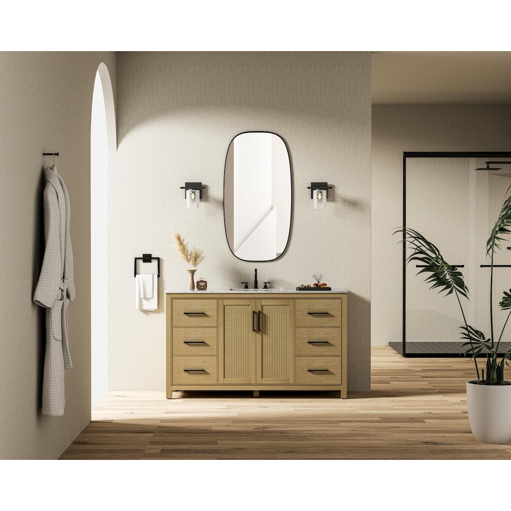 60 Inch Single Bathroom Vanity In Linen Oak. Picture 4