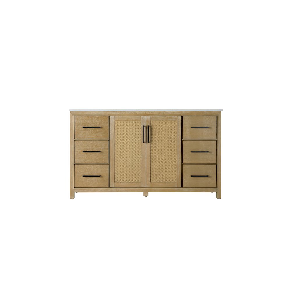 60 Inch Single Bathroom Vanity In Linen Oak. Picture 5