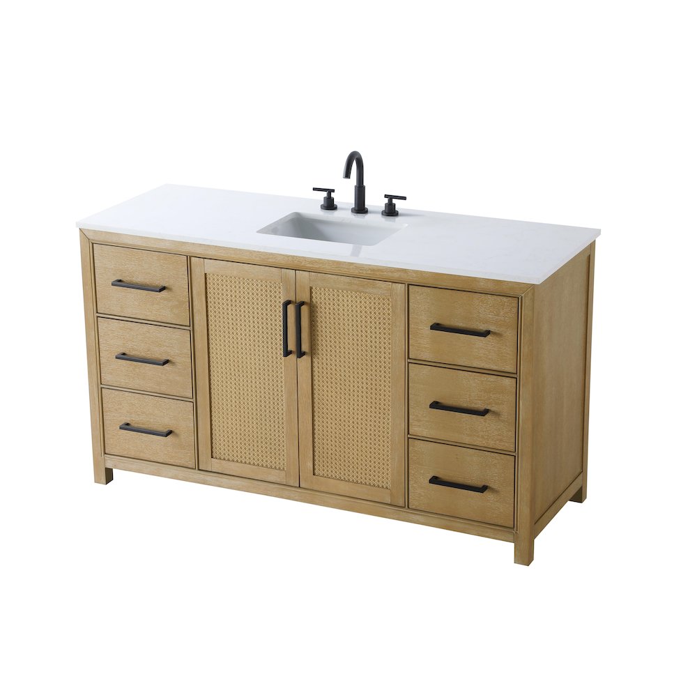 60 Inch Single Bathroom Vanity In Linen Oak. Picture 6