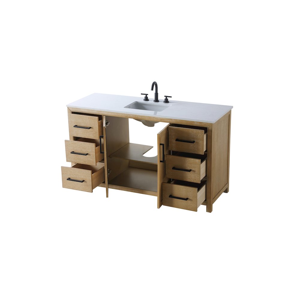 60 Inch Single Bathroom Vanity In Linen Oak. Picture 7